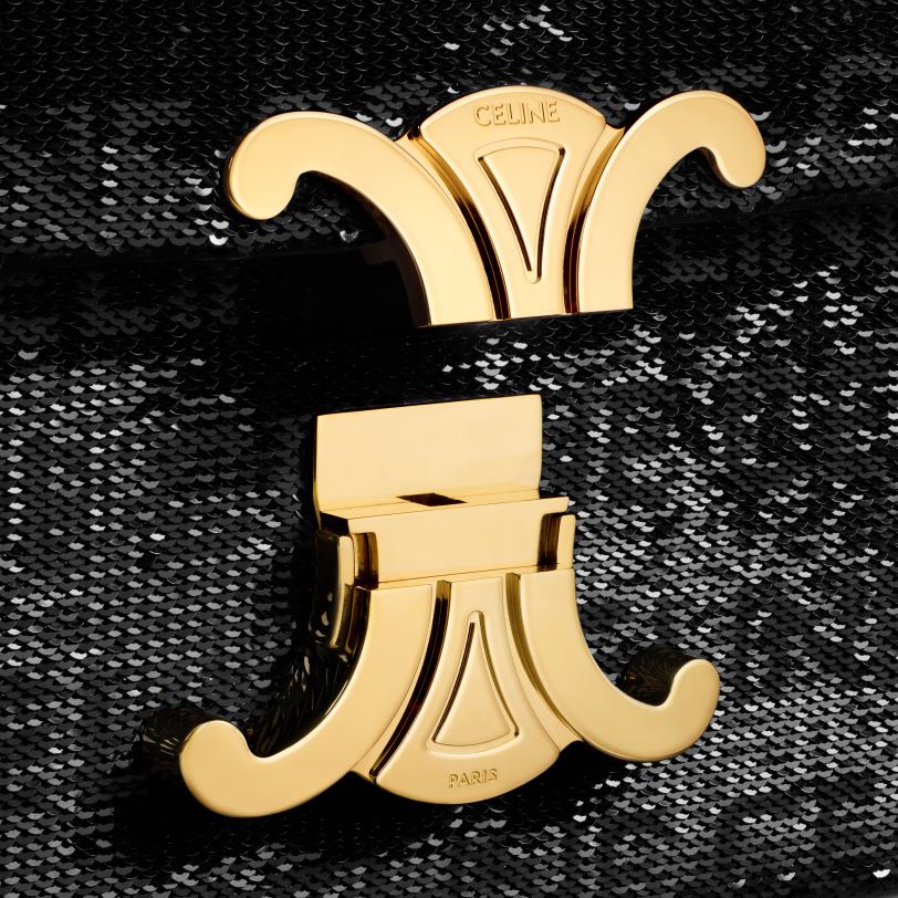 CELINE kvinner kjede skulderveske claude i paljetter med all-over V0PT6183 tilbehør svart