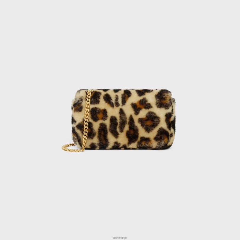 CELINE kvinner kjede skulderveske claude i shearling med trykk V0PT653 tilbehør leopard