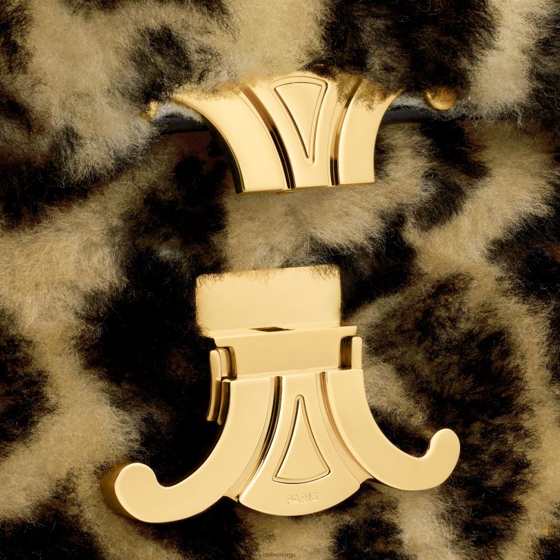 CELINE kvinner kjede skulderveske claude i shearling med trykk V0PT653 tilbehør leopard