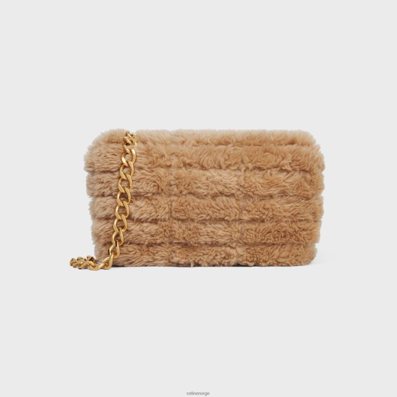 CELINE kvinner kjede skulderveske matelass monokrom i vattert shearling V0PT6285 tilbehør beige