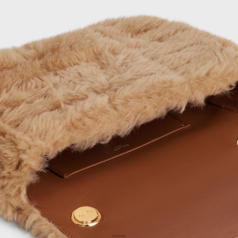CELINE kvinner kjede skulderveske matelass monokrom i vattert shearling V0PT6285 tilbehør beige