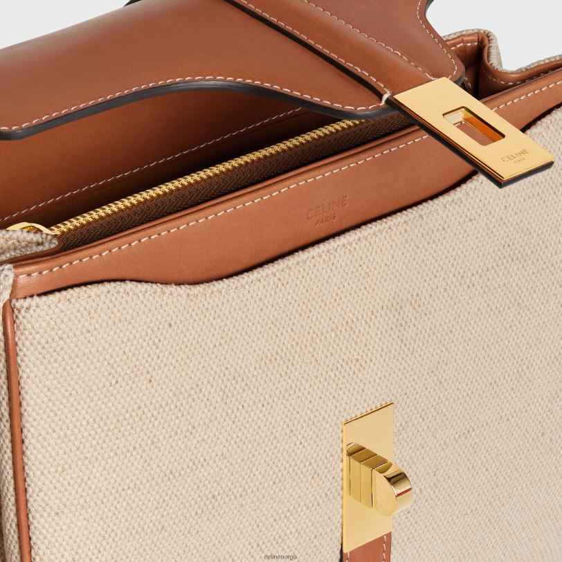 CELINE kvinner liten 16-pose i tekstil og naturlig kalveskinn V0PT6128 tilbehør naturlig/brun