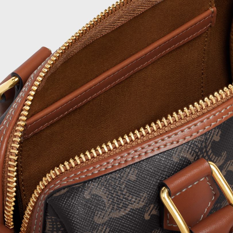 CELINE kvinner liten boston cuir triomf i triomf-lerret og kalveskinn V0PT6207 tilbehør tan