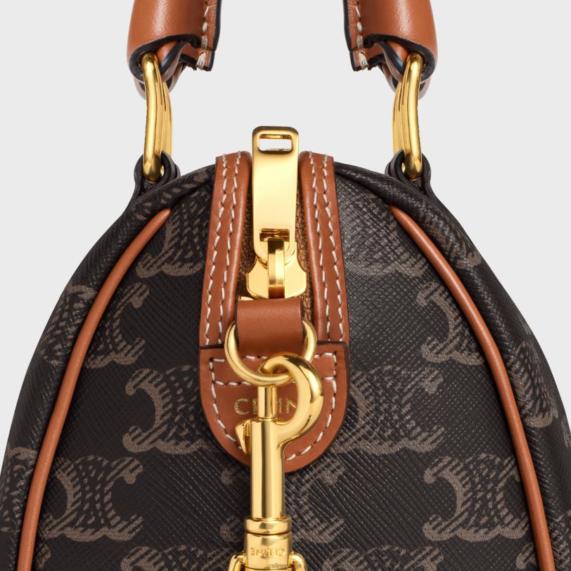 CELINE kvinner liten boston cuir triomf i triomf-lerret og kalveskinn V0PT6207 tilbehør tan