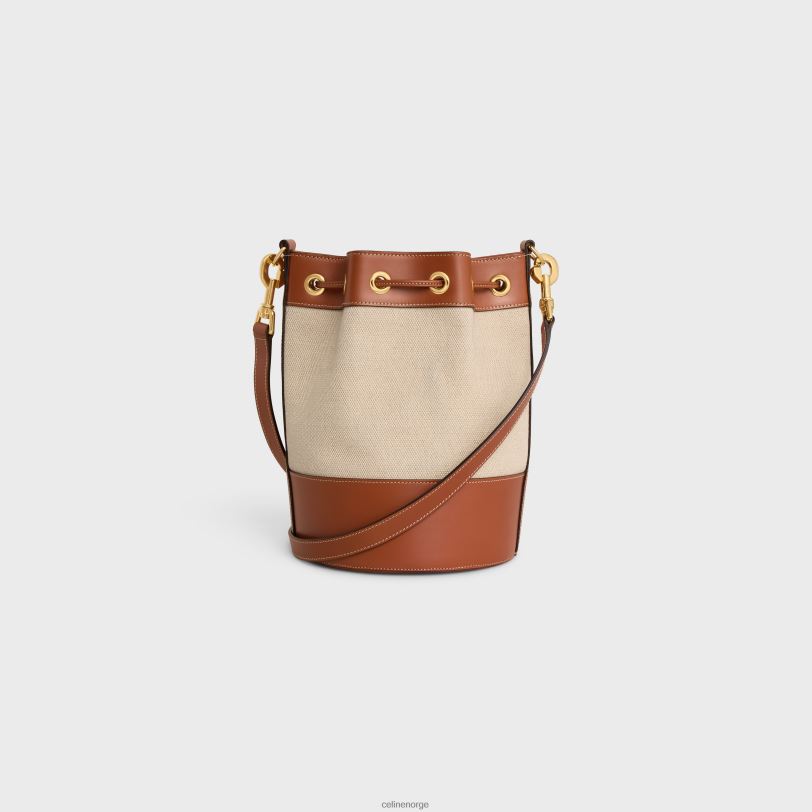 CELINE kvinner liten snøring cabas marin i tekstil og kalveskinn V0PT6300 tilbehør naturlig/brun