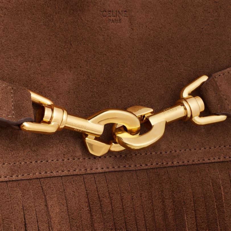 CELINE kvinner medium annabel veske med frynser i semsket kalveskinn V0PT6276 tilbehør brun