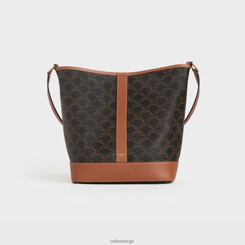 CELINE kvinner medium bøtte i triomphe canvas & kalveskinn V0PT6217 tilbehør tan
