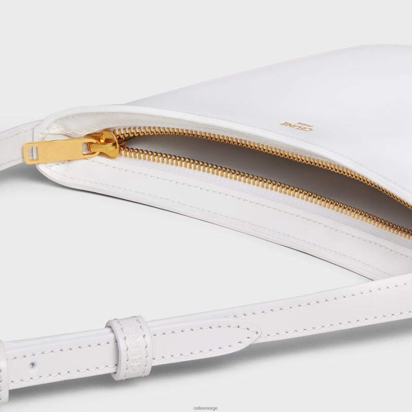 CELINE kvinner medium croque bag i skinnende kalveskinn V0PT6297 tilbehør arktisk hvit