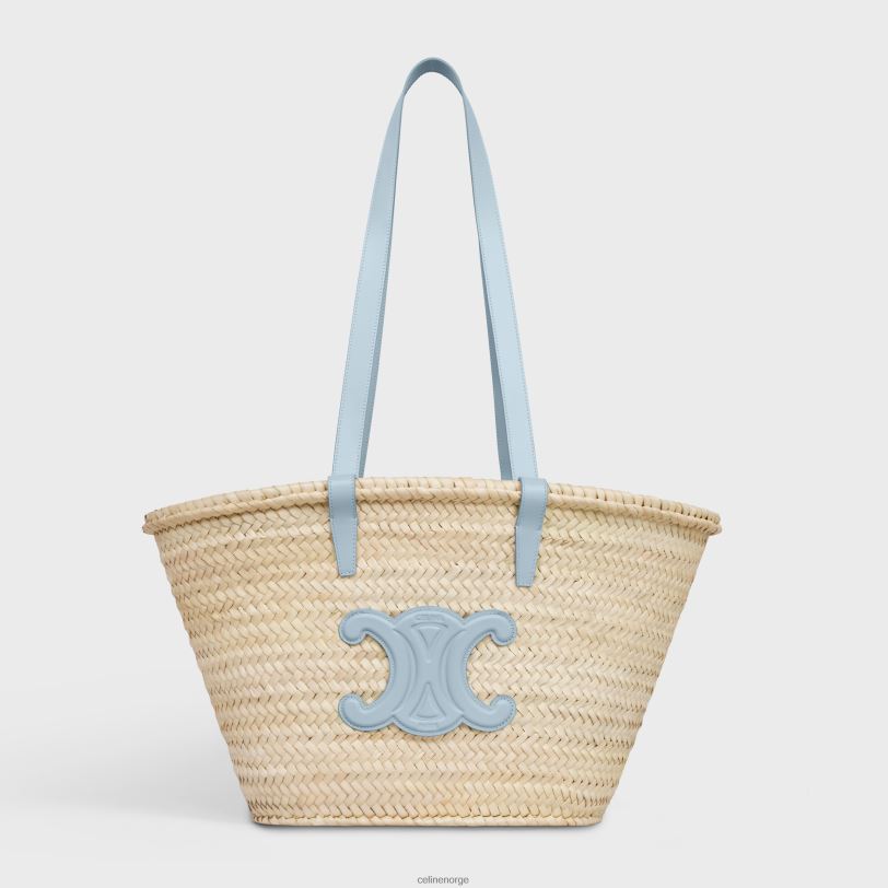 CELINE kvinner medium klassisk panier i palmeblader og kalveskinn V0PT625 tilbehør lyseblå