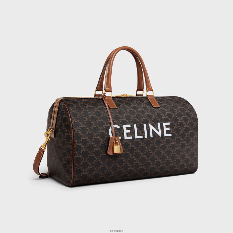 CELINE kvinner medium reiseveske i triomphe canvas med trykk V0PT6231 tilbehør tan