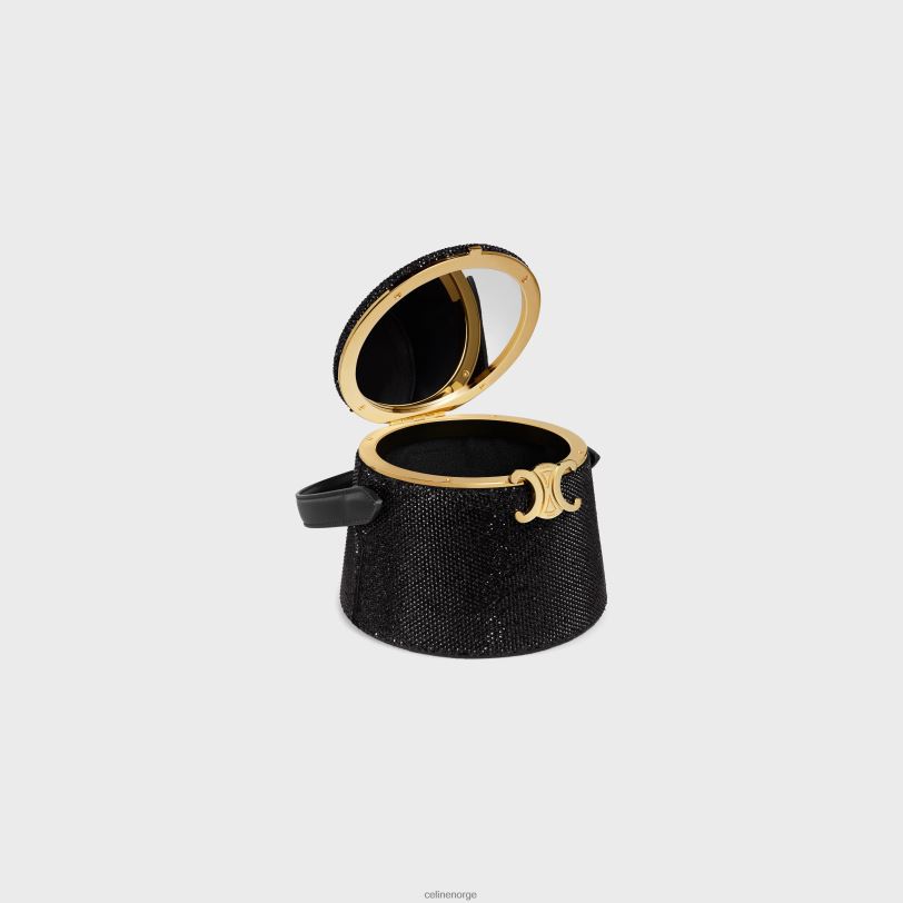 CELINE kvinner nina minaudiere i semsket kalveskinn med strass V0PT6288 tilbehør svart