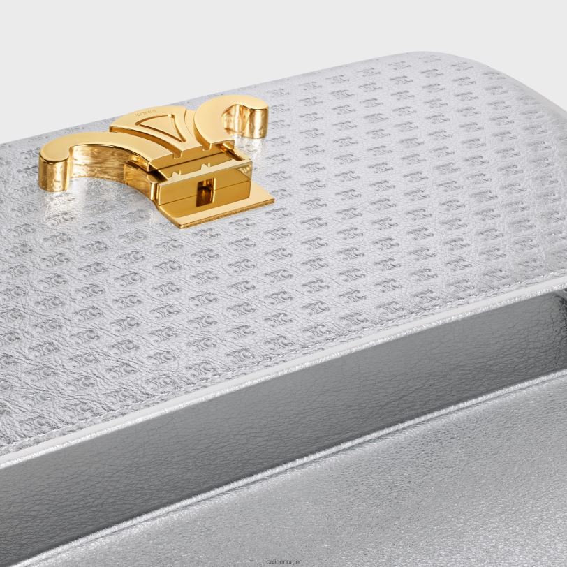 CELINE kvinner skulderveske claude i laminert kalveskinn med triomf over det hele V0PT655 tilbehør sølv