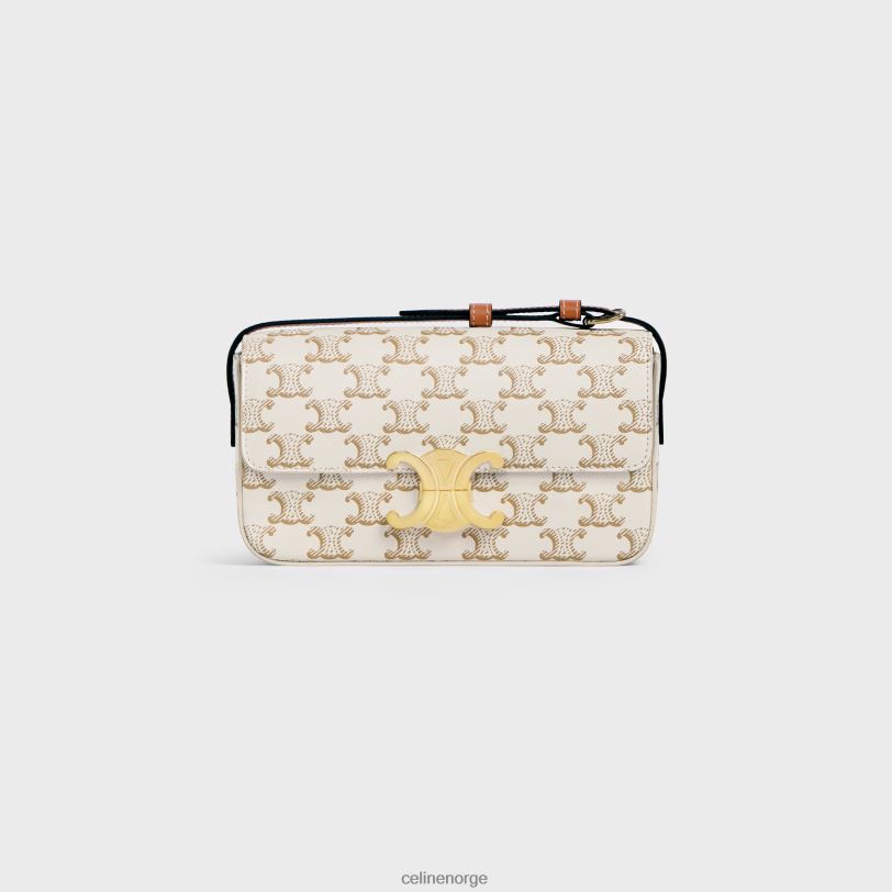 CELINE kvinner skulderveske claude i triomphe canvas & kalveskinn V0PT6193 tilbehør hvit