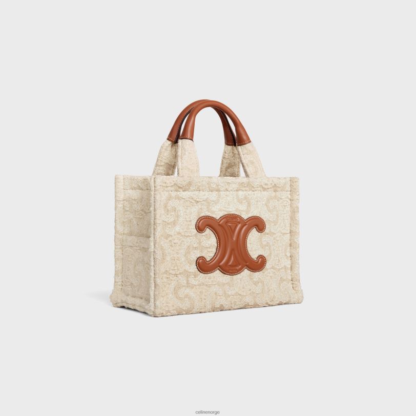 CELINE kvinner små cabas thais i tekstil med triomf over det hele V0PT6247 tilbehør naturlig/brun