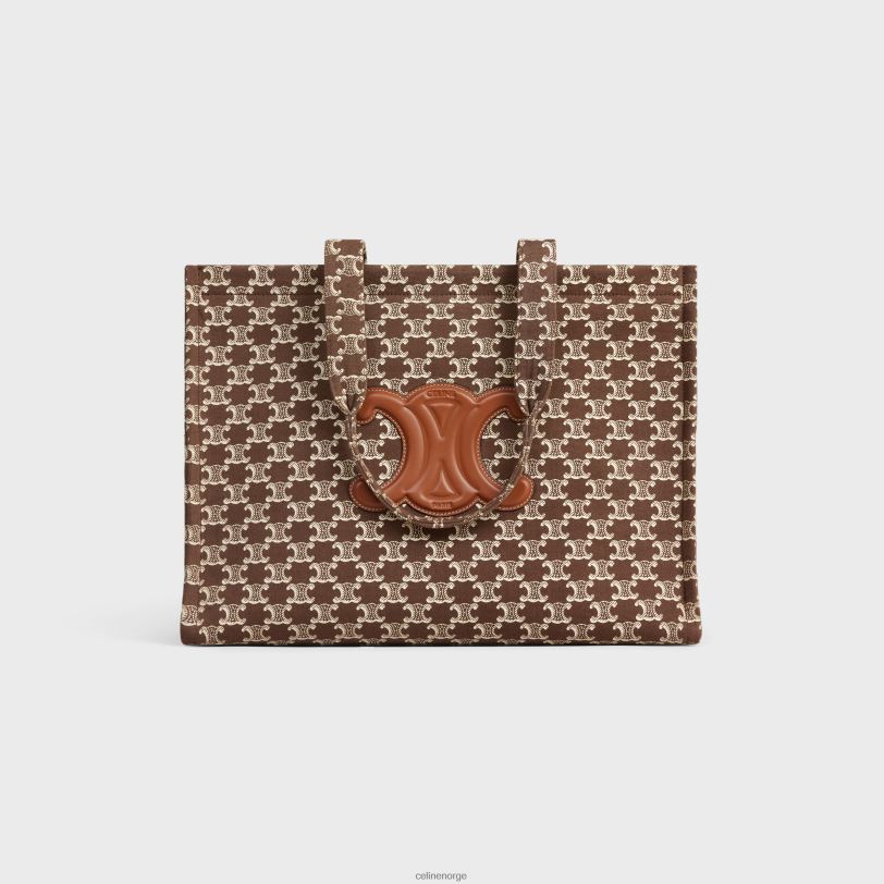 CELINE kvinner store cabas thais i tekstil med triomf-lerretstrykk og kalveskinn V0PT628 tilbehør brun