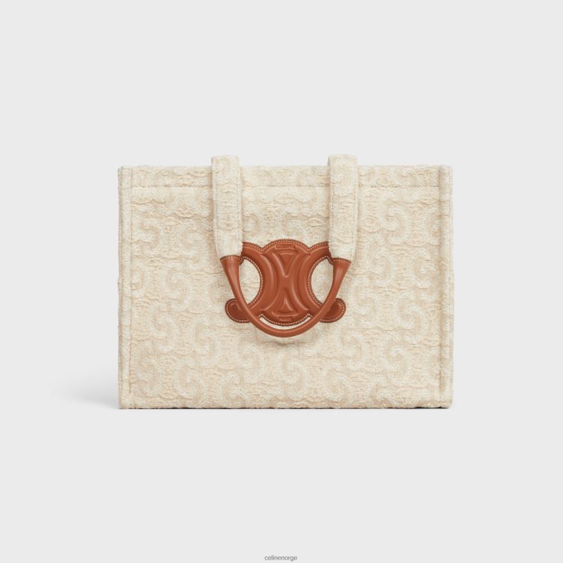 CELINE kvinner store cabas thais i tekstil med triomf over det hele V0PT6242 tilbehør naturlig/brun