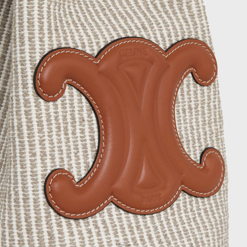 CELINE kvinner tenåringssnøre i stripet tekstil og kalveskinn V0PT6204 tilbehør beige