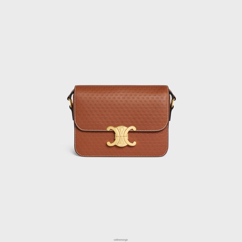 CELINE kvinner tenåringstriomfveske i naturlig kalveskinn med triomf over det hele V0PT645 tilbehør tan