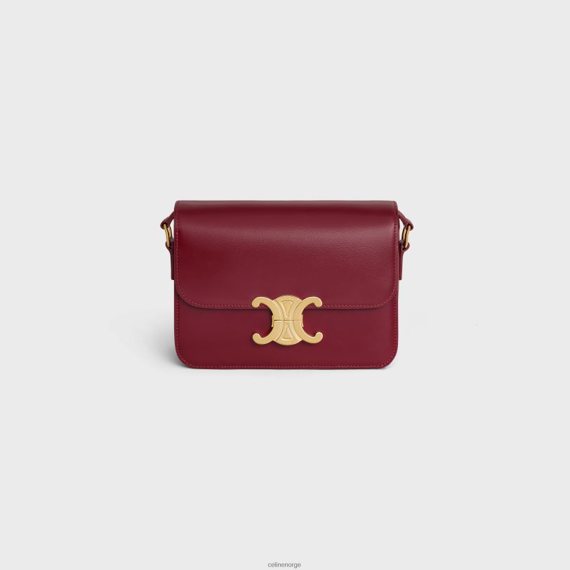 CELINE kvinner tenåringstriomfveske i skinnende kalveskinn V0PT6100 tilbehør carmin