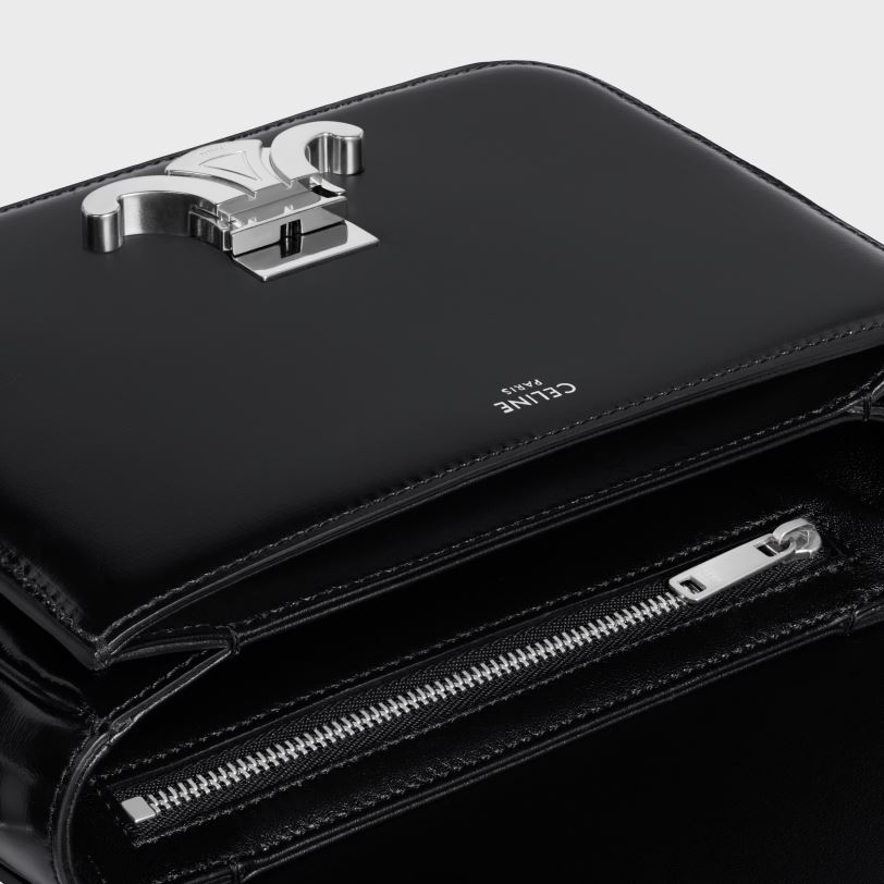 CELINE kvinner tenåringstriomfveske i skinnende kalveskinn V0PT6105 tilbehør svart