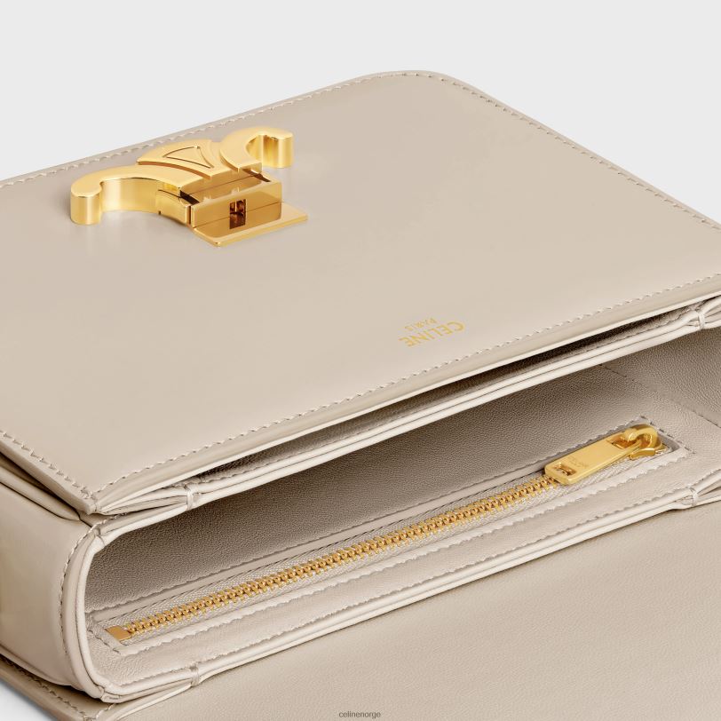 CELINE kvinner tenåringstriomfveske i skinnende kalveskinn V0PT648 tilbehør lett stein