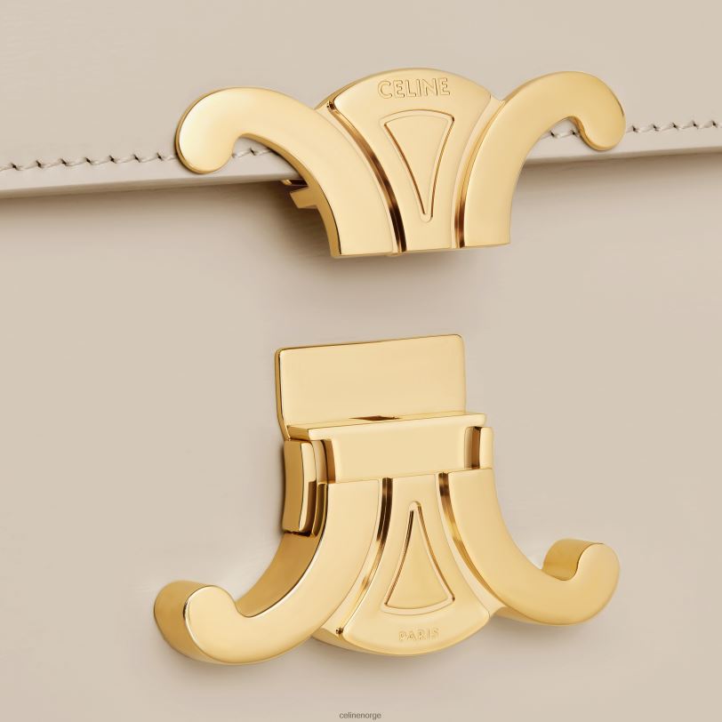 CELINE kvinner tenåringstriomfveske i skinnende kalveskinn V0PT648 tilbehør lett stein