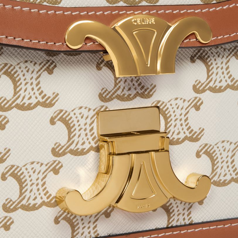 CELINE kvinner tenåringstriomfveske i triomf-lerret og kalveskinn V0PT6107 tilbehør hvit