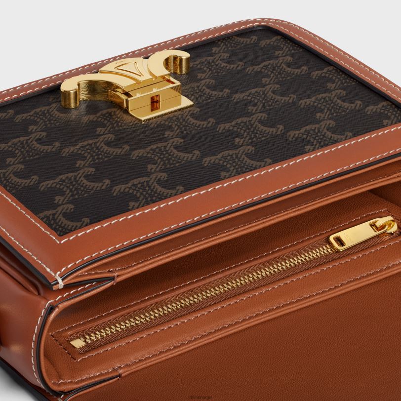 CELINE kvinner tenåringstriomfveske i triomf-lerret og kalveskinn V0PT64 tilbehør tan