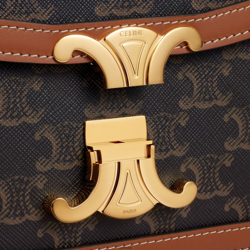 CELINE kvinner tenåringstriomfveske i triomf-lerret og kalveskinn V0PT64 tilbehør tan