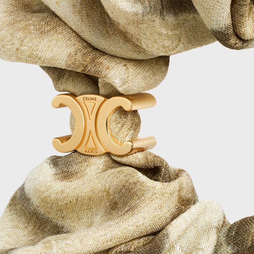 CELINE kvinner knasende leopard i silke og messing med gullfinish V0PT61235 tilbehør beige/gull