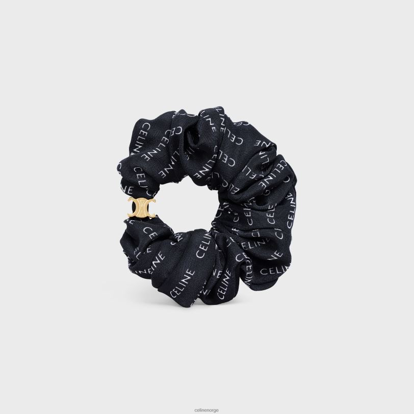 CELINE kvinner scrunchy rayure i silke og messing med gullfinish V0PT61233 tilbehør gull/svart