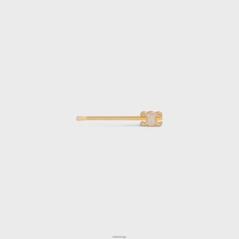 CELINE kvinner triomphe hair slide i messing med finish og krystaller V0PT61245 tilbehør gull