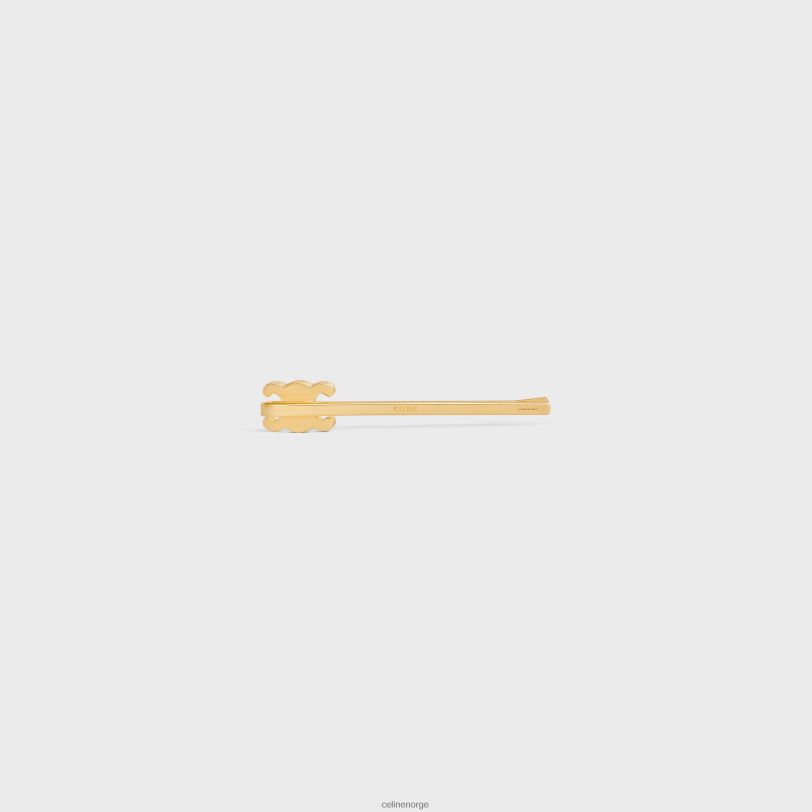 CELINE kvinner triomphe hair slide i messing med finish og krystaller V0PT61245 tilbehør gull