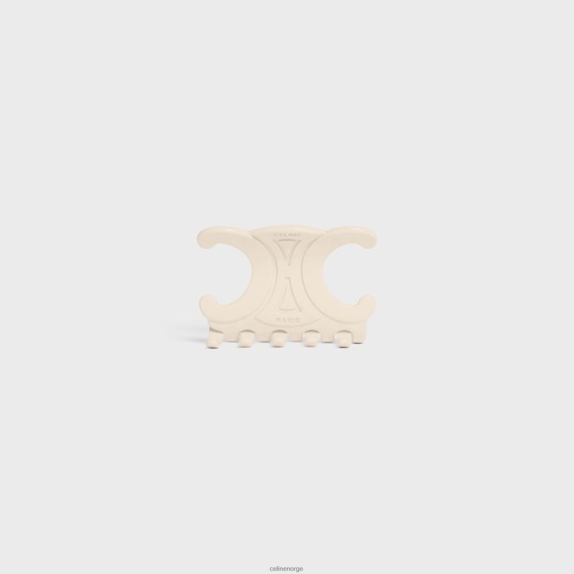 CELINE kvinner triomphe stor hårklo i acetat V0PT61240 tilbehør elfenbein