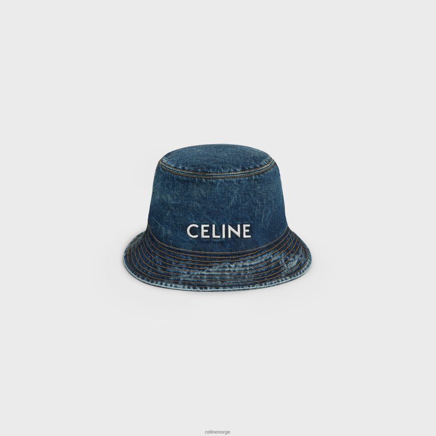 CELINE kvinner bøttehatt i union wash denim stivask tilbehør TZLR6J2250