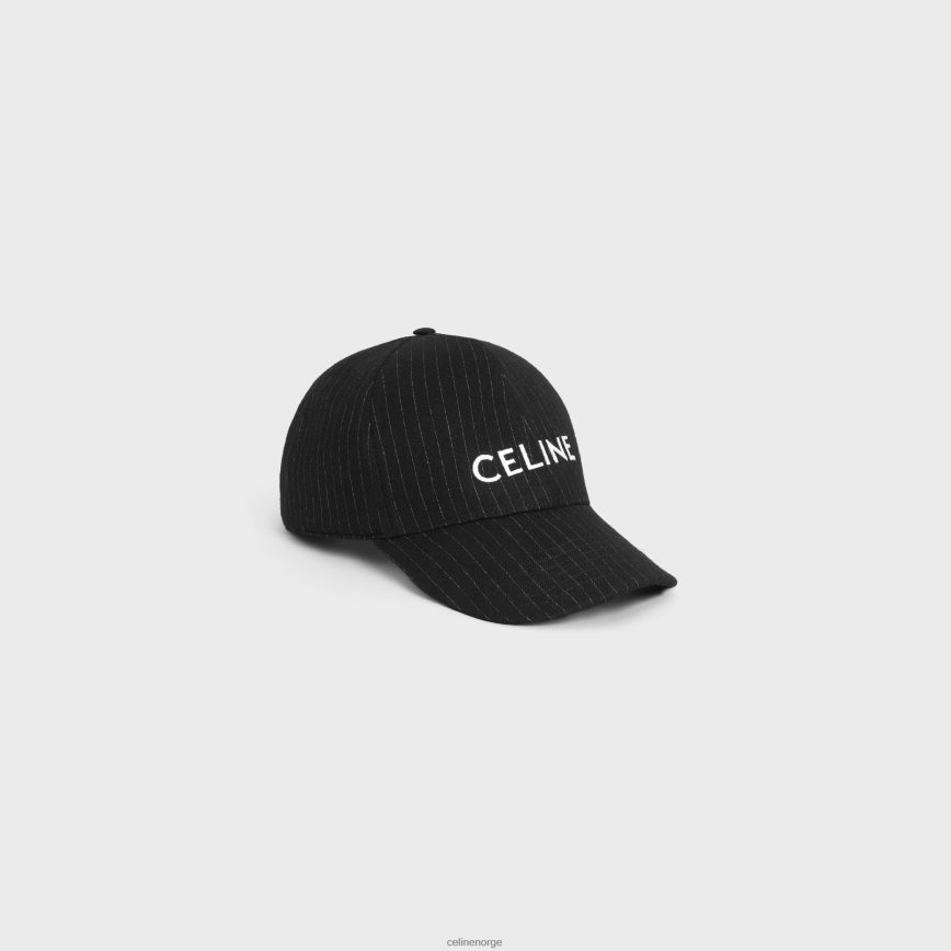 CELINE kvinner baseballcaps i stripet flanell noir/craie tilbehør TZLR6J2242