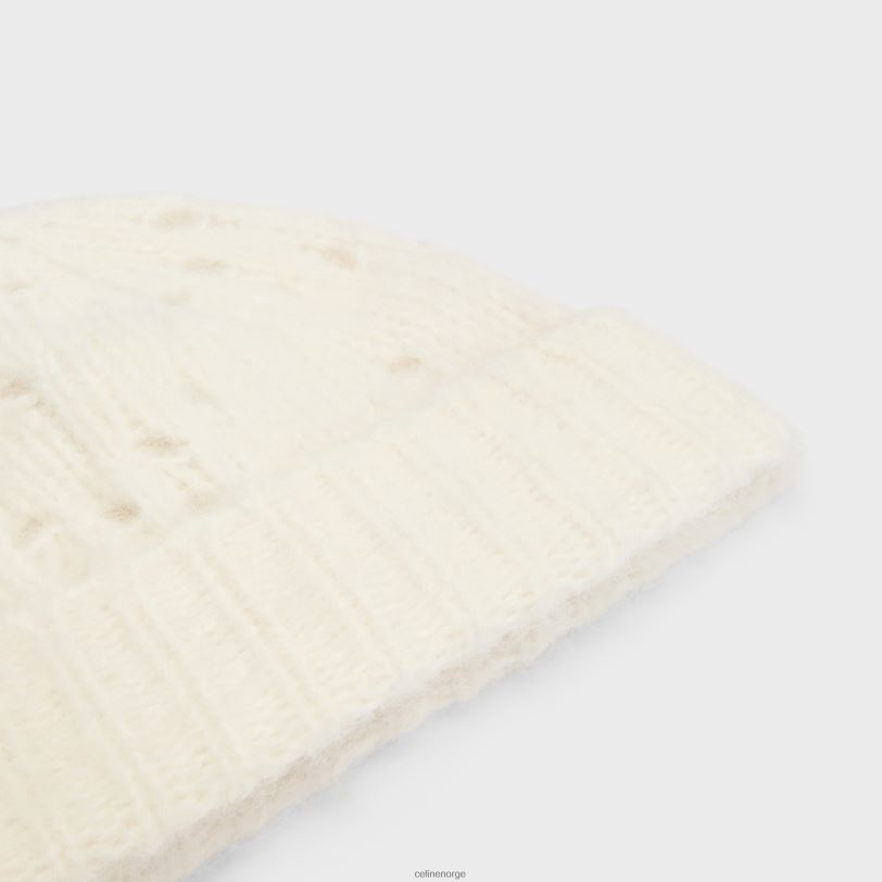 CELINE kvinner lue i fair isle alpakka ull pointelle V0PT61174 tilbehør off white