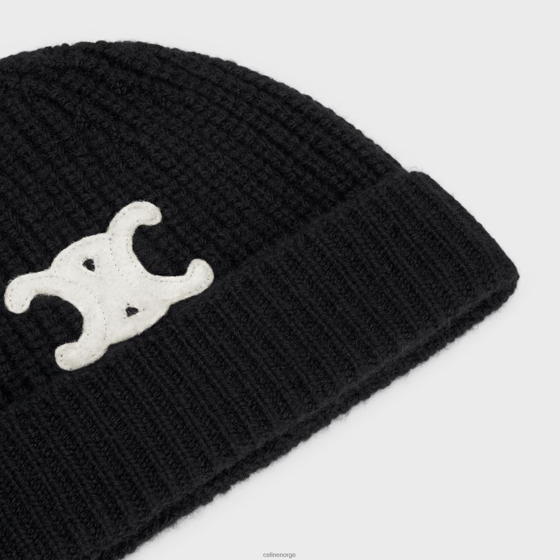 CELINE kvinner triomphe beanie i sømløs kashmir V0PT61172 tilbehør svart