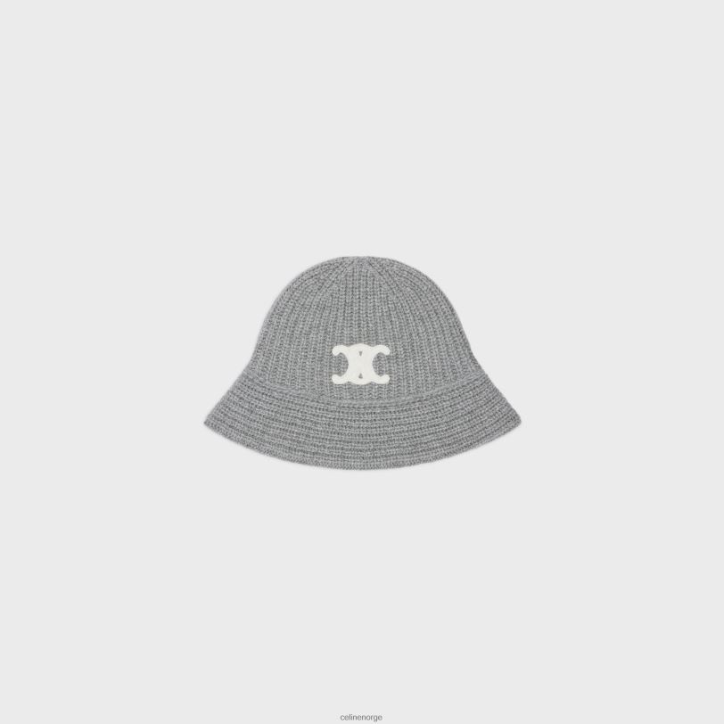 CELINE kvinner triomphe cloche lue i kashmir V0PT61170 tilbehør mellomgrå