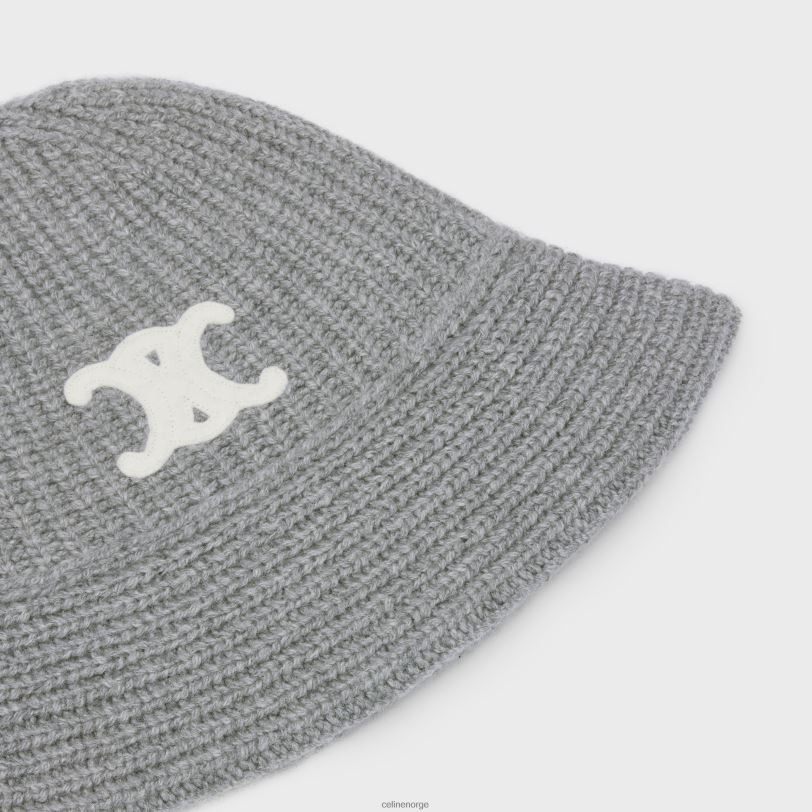 CELINE kvinner triomphe cloche lue i kashmir V0PT61170 tilbehør mellomgrå