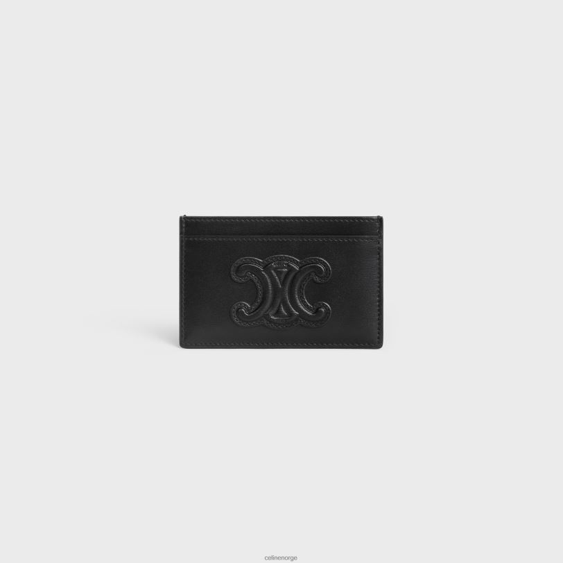 CELINE kvinner kortholder cuir triomphe i skinnende kalveskinn V0PT6429 tilbehør svart