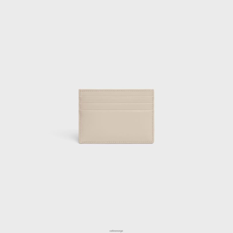 CELINE kvinner triomfkortholder i skinnende kalveskinn V0PT6419 tilbehør lett stein