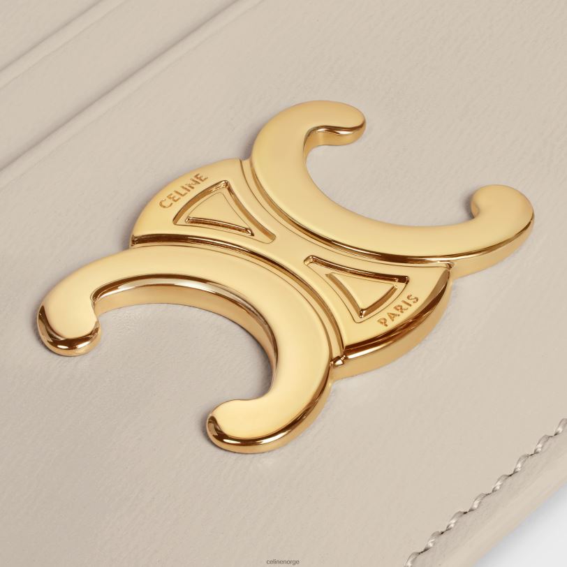 CELINE kvinner triomfkortholder i skinnende kalveskinn V0PT6419 tilbehør lett stein