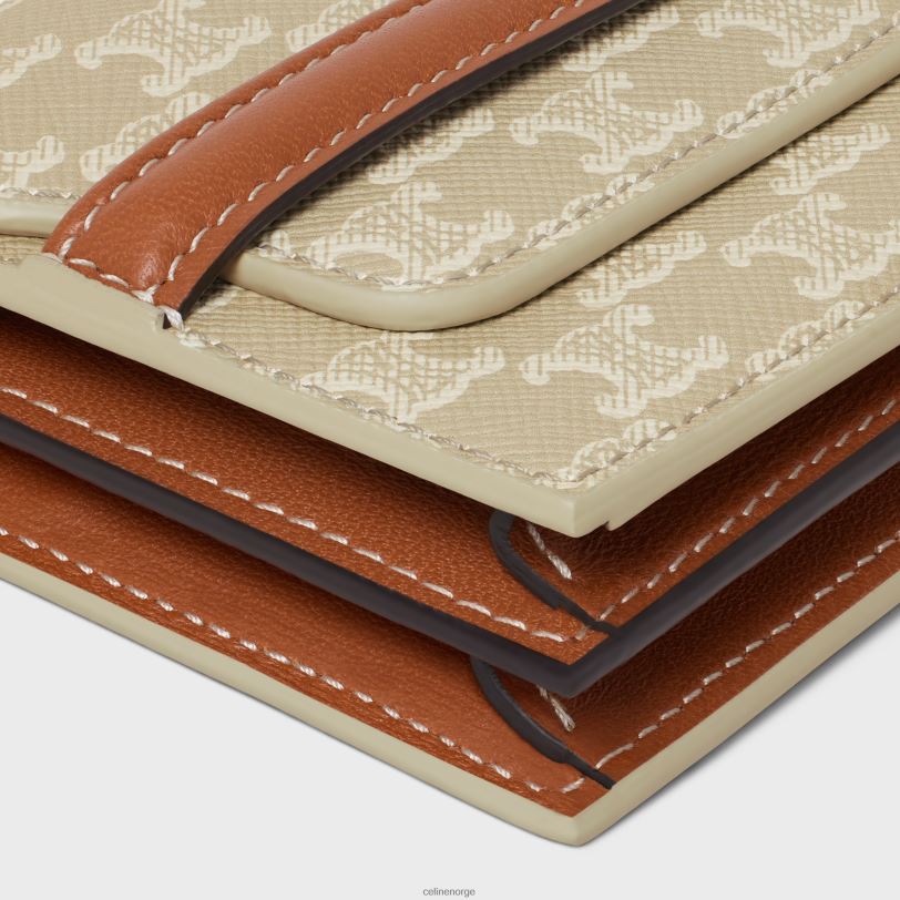 CELINE kvinner visittkortholder i triomphe canvas & lammeskinn V0PT6502 tilbehør grege