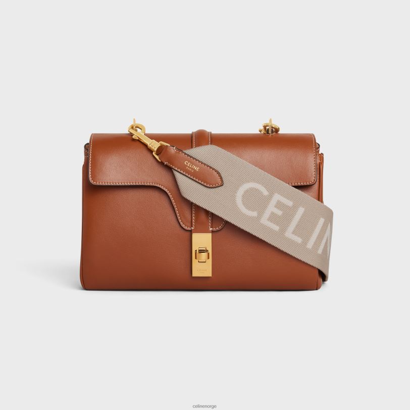 CELINE kvinner lang stropp i ull med jacquard V0PT6517 tilbehør beige/hvit