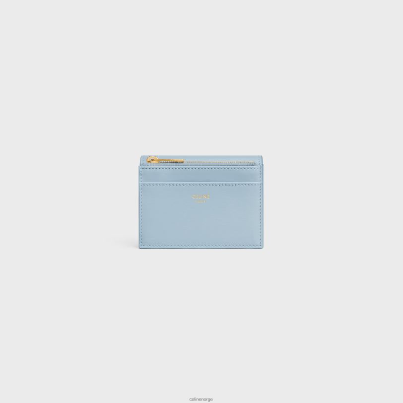 CELINE kvinner kompakt lommebok med mynttriomf i skinnende kalveskinn V0PT6410 tilbehør lyseblå