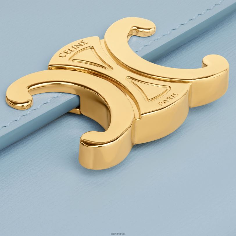 CELINE kvinner kompakt lommebok med mynttriomf i skinnende kalveskinn V0PT6410 tilbehør lyseblå