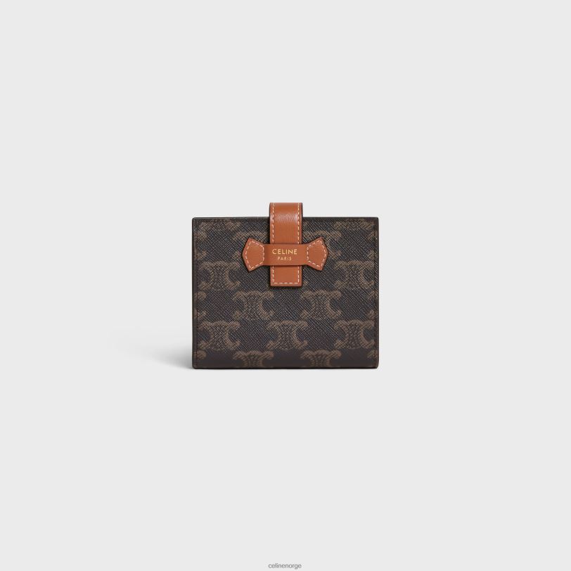 CELINE kvinner liten lommebok i triomphe canvas & lammeskinn V0PT6480 tilbehør tan