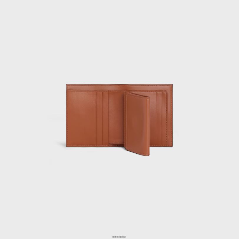 CELINE kvinner liten lommebok i triomphe canvas & lammeskinn V0PT6480 tilbehør tan