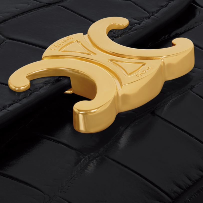 CELINE kvinner liten lommebok triomf i niloticus krokodille V0PT6464 tilbehør svart